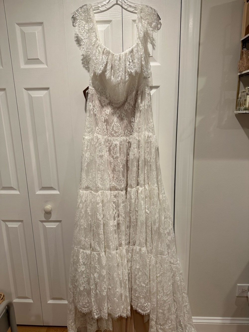 RISH Lauren Square-Neck A-Line Tiered Lace Wedding Gown - Picture 3 of 11